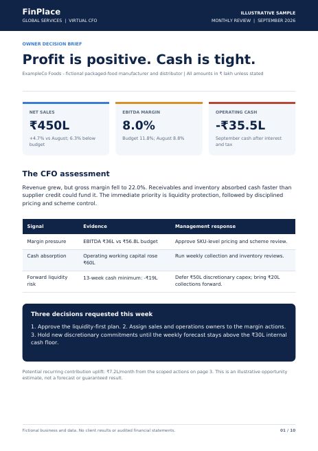 Cover page of the sample CFO report
